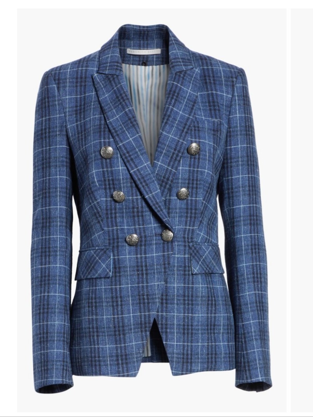 Veronica Beard Miller Wool Blend Plaid Dickey Blazer